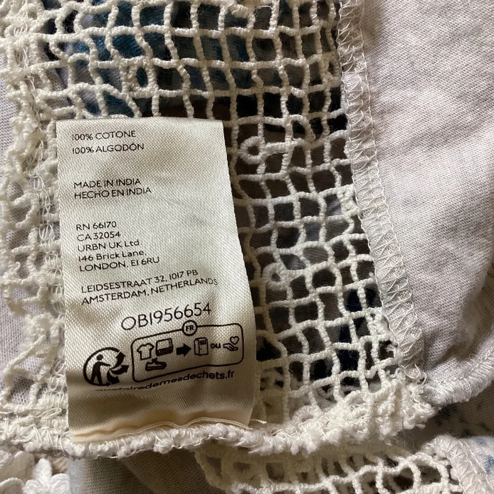 Anthropologie Pilcro Mixed Media Torn Lace Tee Blouse Short Sleeve Top Boho - Picture 8 of 12